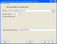 Export Table to SQL for SQL server screenshot